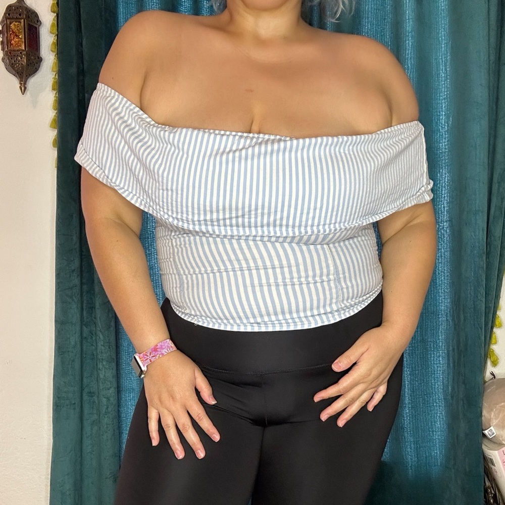 Striped off the shoulder top